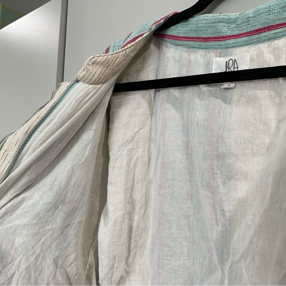 dRA Los Angeles Zip Up Linen Blend Striped Bomber Jacket Multicolor Small - Picture 10 of 10